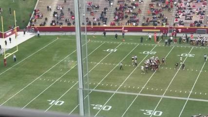Kicker Kyle Konrardy boots a field goal in Iowa State's spring game
