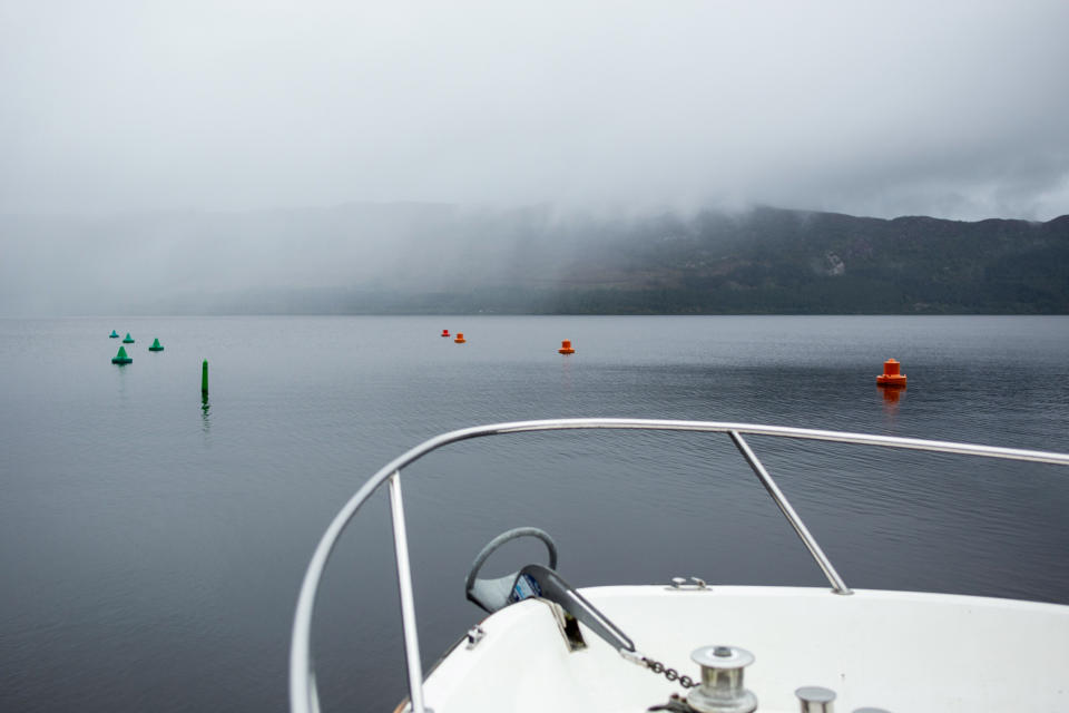 The bow of the Loch Ness Project Research Vessel. (Emily Macinnes for NBC News)