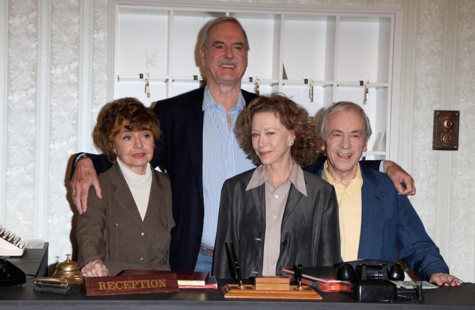 The original cast of Faulty Towers, Prunella Scales, John Cleese, Connie Booth and Andrew Sachs reuniting to celebrate the 30th anniversary in 2009 (Getty Images)