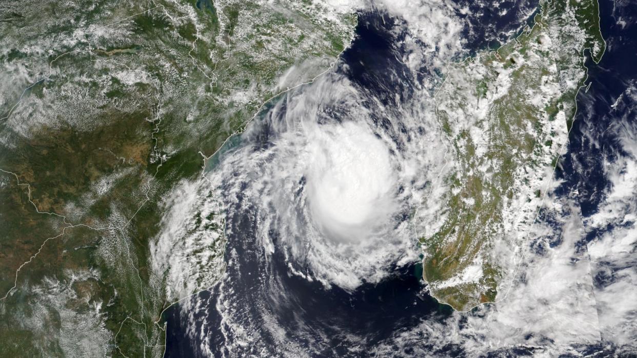  Cyclone Freddy between Mozambique and Madagascar on March 8. The image was captured by the Visible Infrared Imaging Radiometer Suite (VIIRS) on the NOAA-20 satellite. 