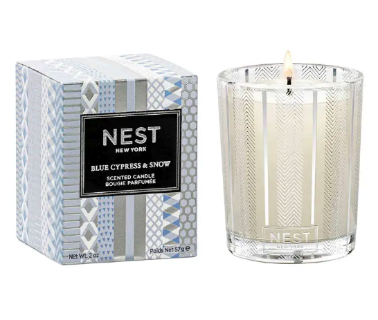 Nest Blue Cypress & Snow Candle and box host gift idea