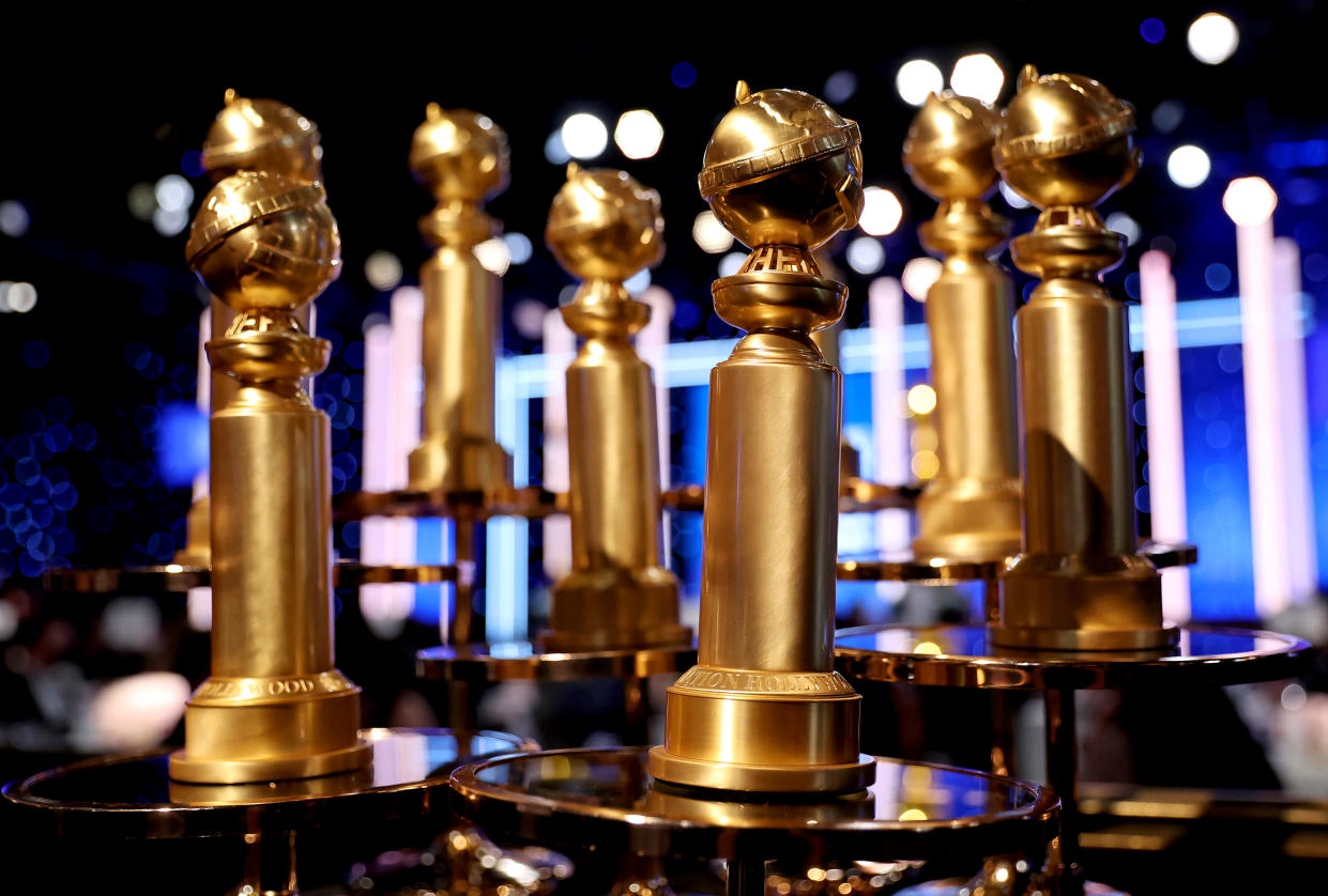 BEVERLY HILLS, CALIFORNIA - JANUARY 09: Golden Globes are seen during the 79th Annual Golden Globe Awards at The Beverly Hilton on January 09, 2022 in Beverly Hills, California. (Photo by Emma McIntyre/Getty Images for Hollywood Foreign Press Association)