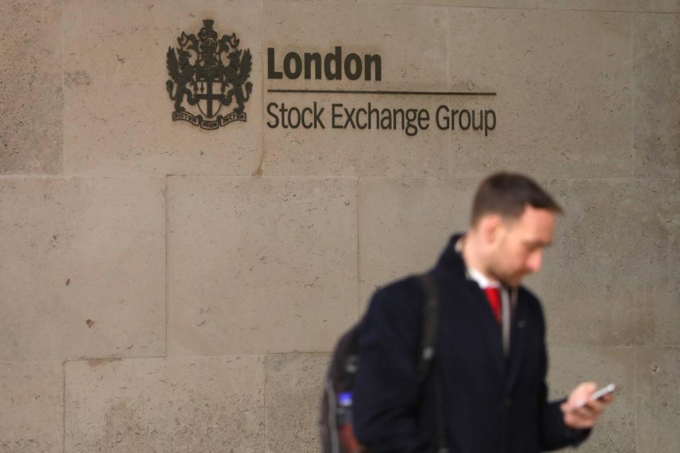 200309 -- LONDON, March 9, 2020 Xinhua -- A man stands outside the London Stock Exchange in London, Britain, on March 9, 2020. British stocks decreased on Monday, with the benchmark FTSE 100 Index down by 7.69 percent, or 496.78 points, to close at 5,965.77 points. Photo by Tim Ireland/Xinhua BRITAIN-LONDON-STOCKS PUBLICATIONxNOTxINxCHN