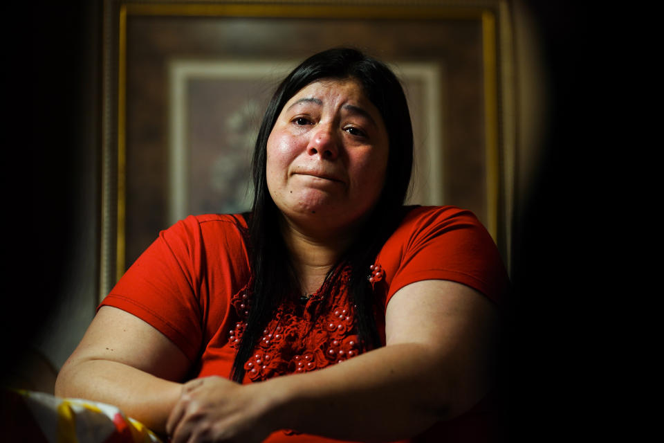 Keldy Mabel Gonzales Brebe speaks during an interview with The Associated Press in the Kensington section of Philadelphia, Sunday, May 16, 2021. Gonzales Brebe, a 37-year-old Honduran immigrant, and her two teenage sons are trying to rebuild their lives together after they were separated under a former "zero-tolerance" policy to criminally prosecute adults who entered the country illegally. (AP Photo/Matt Rourke)