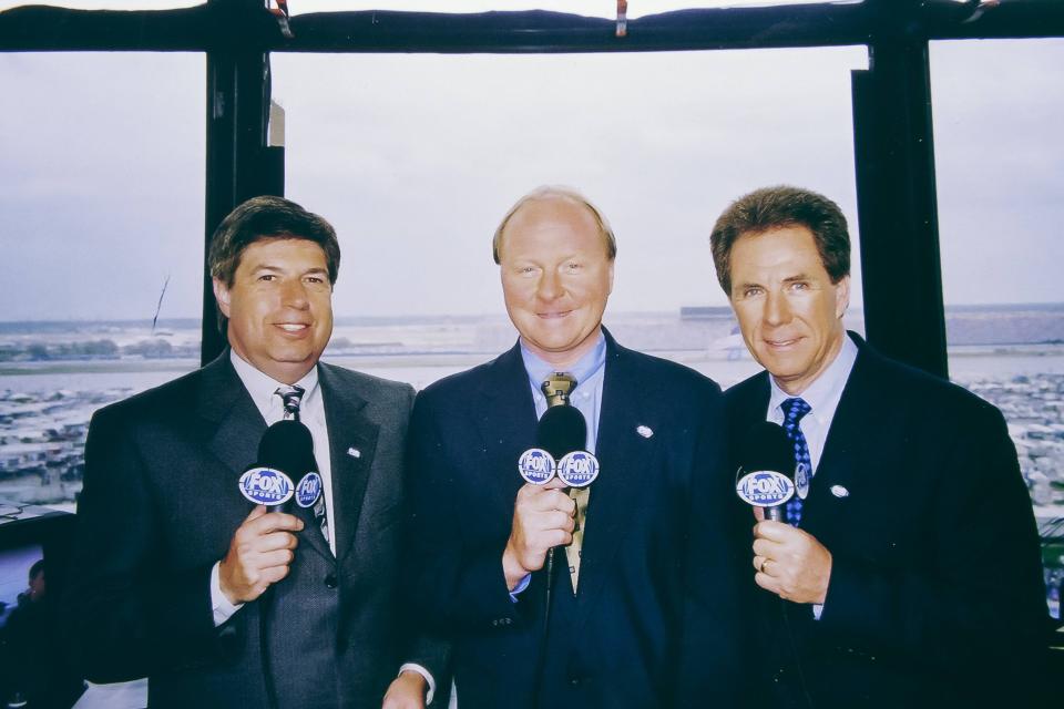 Mike Joy (left), Larry McReynolds (center) and Darrell Waltrip (right) had worked together during Speedweeks, but nothing could prepare them for the 2001 Daytona 500.