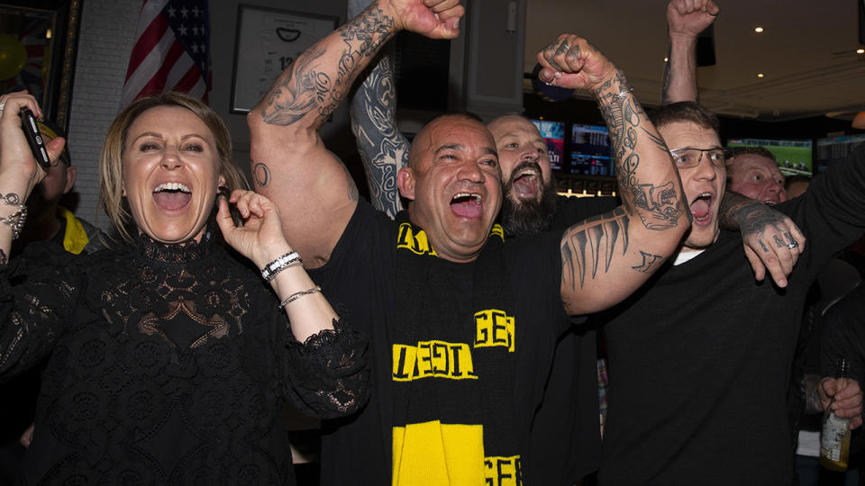 Shane Martin, pictured here watching the 2019 AFL grand final in New Zealand.