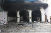 DELHI, INDIA - FEBRUARY 26 : An inside view of damaged and burnt Farooquiya Madrasah following the Citizenship Amendment Act (CAA) clashes in Mustafabad, Delhi, India on February 26, 2020. (Photo by Javed Sultan/Anadolu Agency via Getty Images)