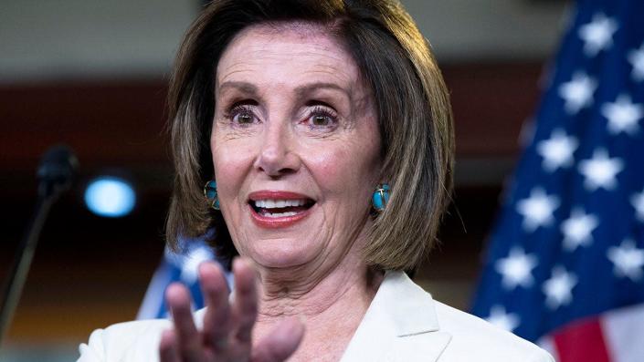 Speaker of the House Nancy Pelosi, D-Calif., conducts a news conference in the Capitol Visitor Center to introduce members of the select committee to investigate the January 6th attack on the Capitol on Thursday, July 1, 2021. <span class="copyright">Tom Williams/CQ-Roll Call, Inc via Getty Images</span>