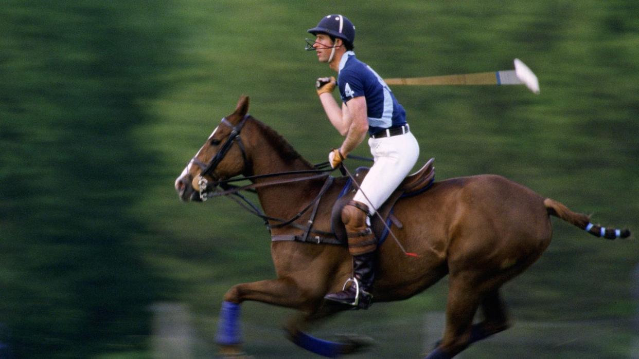 Prince Charles, Prince of Wales playing polo,