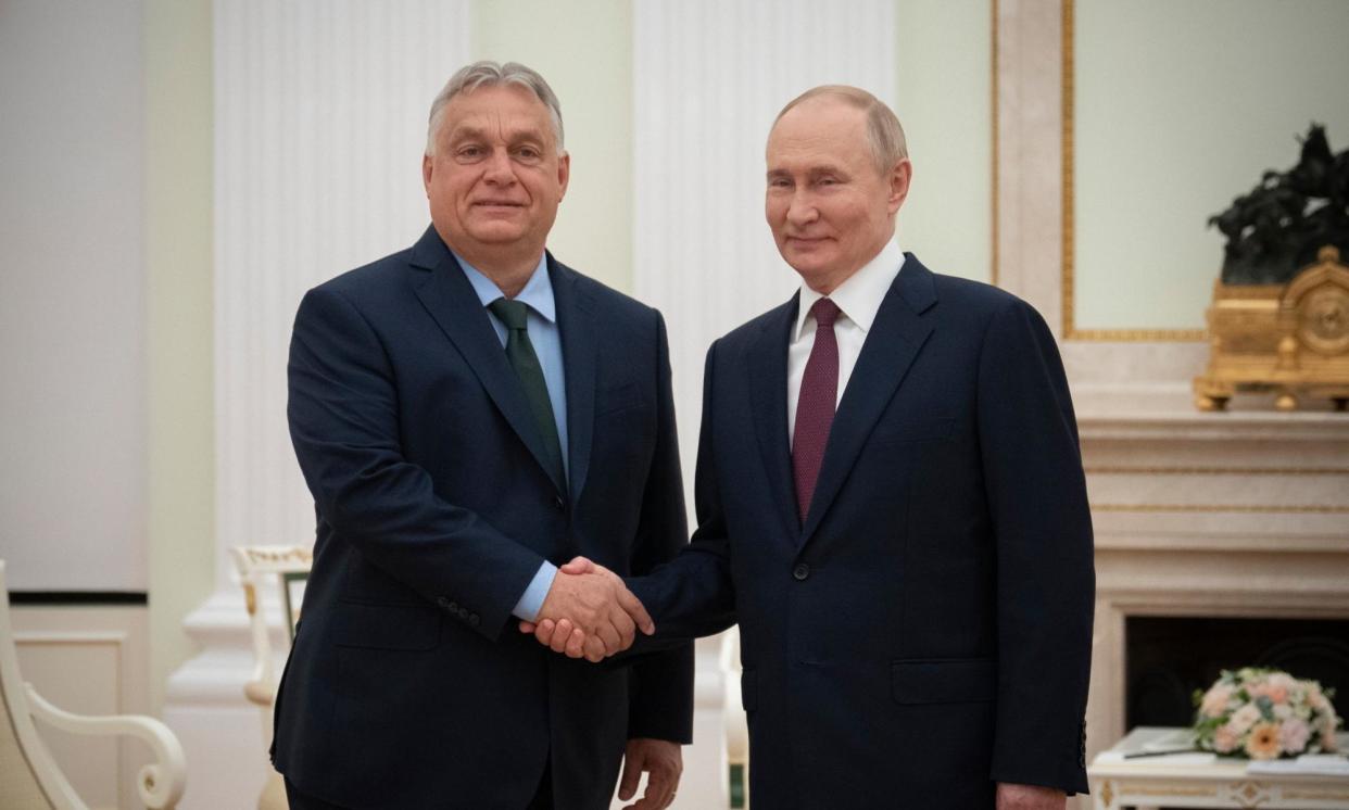 <span>Orbán shocked allies this summer when he embarked on a ‘peace mission’ to visit Vladimir Putin, Xi Jinping and Donald Trump.</span><span>Photograph: Vivien Cher Benko/Hungarian PM's press office/EPA</span>