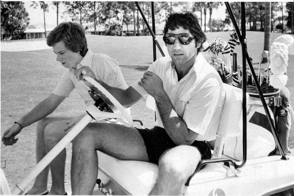 Joe Namath in Port St. Lucie in 1976 for a sales meeting of the Arrow Shirt Co.