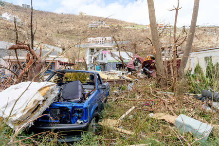Buildings damaged by hurricane Irma are seen on the British Virgin Islands, September 10, 2017. Cpl Timothy Jones Ministry of Defense Handout via REUTERS