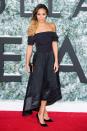 <p>The “Collateral Beauty” actress walked the red carpet in a luxe black off-the-shoulder dress with an asymmetrical hemline. </p>