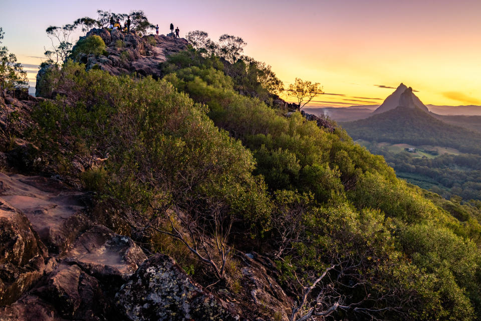 View of Mt Coonowin and Mt Beerwah from the top of Mt Ngungun. 