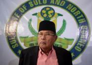 Jamalul Kiram III -- the 74-year-old 'Sultan of Sulu' -- attends a press conference in Manila, on February 26, 2013. Malaysia has threatened to take "drastic action" against intruding followers of a self-proclaimed Filipino sultan who have vowed to dig in following a shootout that killed 14 people