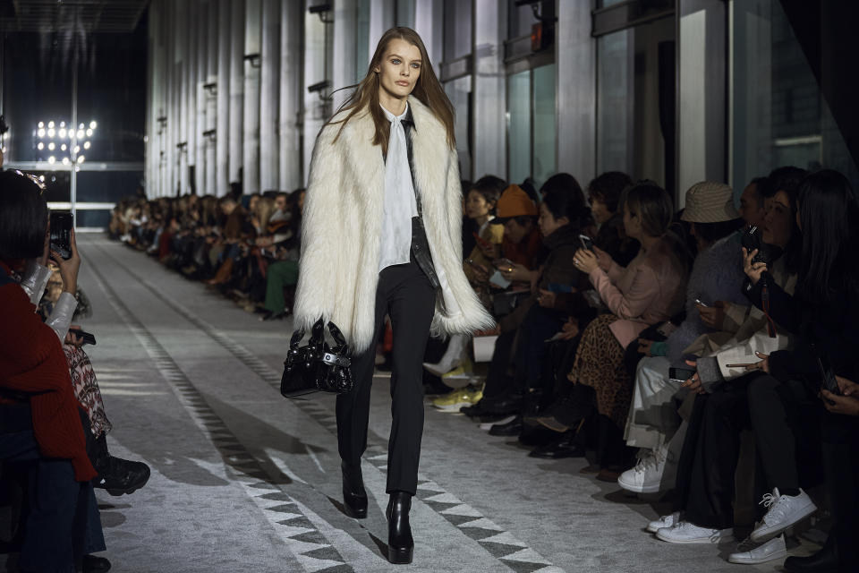 The Longchamp Paris collection is modeled during Fashion Week in New York, Saturday, Feb. 9, 2019. (AP Photo/Andres Kudacki)