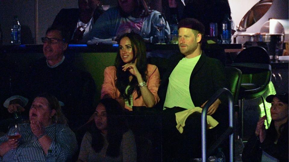Prince Harry, Duke of Sussex and Meghan, Duchess of Sussex attend a basketball game between the Los Angeles Lakers and the Memphis Grizzlies at Crypto.com Arena on April 24, 2023 in Los Angeles, California. (Photo by Allen Berezovsky/Getty Images)