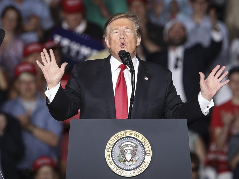 Donald Trump turned his fire on Fox News, threatened to have his attorney general investigate Democrats and FBI for treason and joked about serving five terms as president during a typically rambling rally speech in Pennsylvania.The president was in the northeastern state to campaign for Republican congressional candidate Fred Keller, ahead of a special election on Tuesday.“What’s going on with Fox, by the way?” Mr Trump asked the crowd.“They’re putting more Democrats on than Republicans. Something strange is going on at Fox, folks! Something very strange!”His remarks caused the crowd to loudly boo the right-wing television network, which has previously shown staunch support to the president.Mr Trump had earlier accused Fox News of “moving...to the losing (wrong) side” in a series of tweets posted on Sunday.The president appeared angered by the cable network’s decision to screen a televised town hall event featuring Pete Buttigieg.The mayor of South Bend, a city in Indiana, is an increasingly popular Democratic primary candidate.“Hard to believe that Fox News is wasting airtime on Mayor Pete,” the president wrote.“Fox is moving more and more to the losing (wrong) side in covering the [Democrats].“They got dumped from the Democrats boring debates, and they just want in.“They forgot the people...who got them there.”The president has expressed increasing frustration with Fox News over recent weeks, despite the network’s consistently pro-Trump stance.“So weird to watch Crazy Bernie on Fox News,” he tweeted on 16 April, after the cable network hosted an event with Vermont senator Bernie Sanders.During Monday’s rally the president also criticised Democratic frontrunner Joe Biden.The former vice-president was born in Pennsylvania but later moved to Delaware as a child. He represented the latter state in the US senate for over 30 years.“I guess he was born here, but he left you folks,” Mr Trump claimed.“He left you for another state. Remember that please. I meant to say that.” The president also accused the FBI and Democrats of “treason”over the investigation of his 2016 election campaign for its links to Russia, as his supporters chanted "lock them up".“Well we have a great new attorney general, who is going to give it a very fair look,” he said.The 72-year-old also discussed serving four more years after 2020 and joked about remaining in office for up to five full terms.“We’ll go and we’ll do what we have to do. We’ll do a three and a four and a five [terms],” he said.Additional reporting by agencies