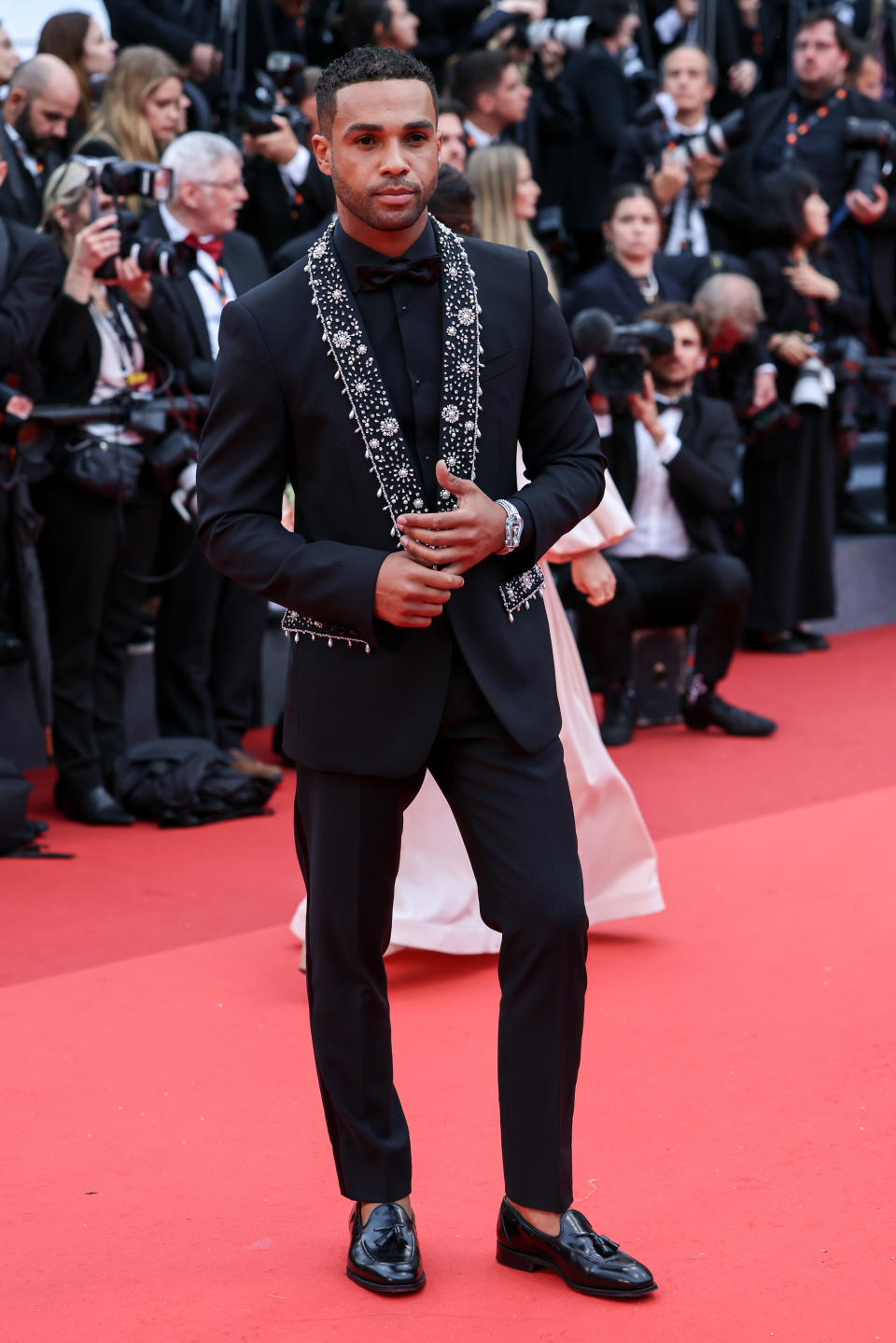Lucien Laviscount at the Killers Of The Flower Moon premiere red carpet during the 2023 Cannes film festival. (Getty Images) 