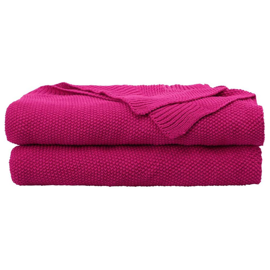 PiccoCasa 100% Cotton Knit Throw Blanket