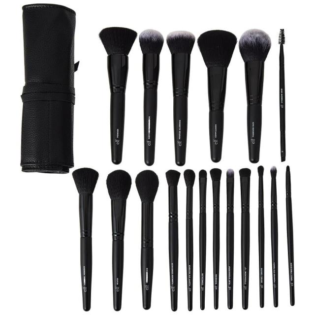 19 Piece Makeup Brush Set & Roll