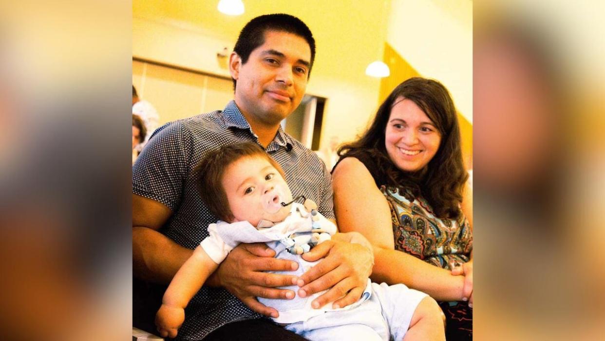 Emilia Valente-Salhuana, shown with husband Hugo Salhuana and their son Fabrizio, says she had to quit her job when she couldn't afford private child care. (Submitted by Emilia Valente-Salhuana - image credit)