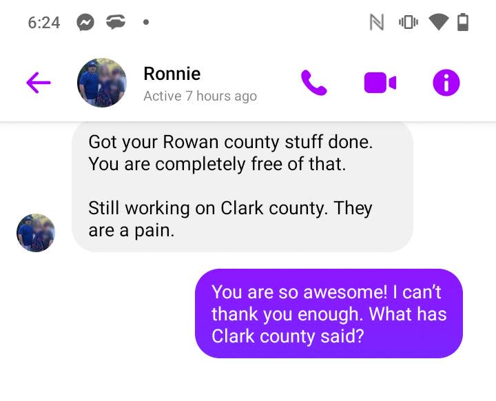 Facebook messages between Commonwealth's Attorney Ronny Goldy and a defendant.