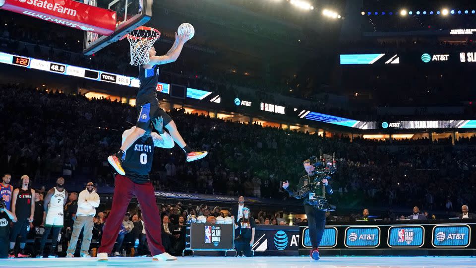 Mac McClung dunked the ball over NBA legend Shaquille O'Neal. - Kyle Terada/USA Today Sports/Reuters