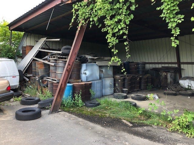 Some of the hazardous waste materials found at the former Quality Chemical brownfield site at 209-217 S. 21st St. in Newark.