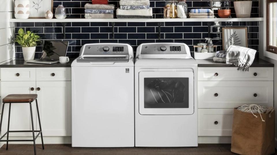 This GE top-loading washing machine is our favorite for its incredibly powerful—and incredibly gentle—operation.