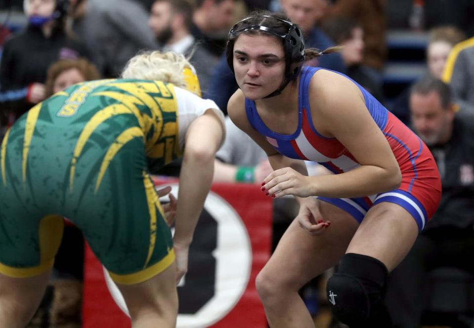 Malia Burkhardt is one of the top competitors for Marysville. The Monarchs host the eight-team state duals Sunday.