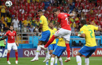 Soccer Football - World Cup - Group E - Brazil vs Switzerland - Rostov Arena, Rostov-on-Don, Russia - June 17, 2018 Switzerland's Steven Zuber scores their first goal REUTERS/Marko Djurica