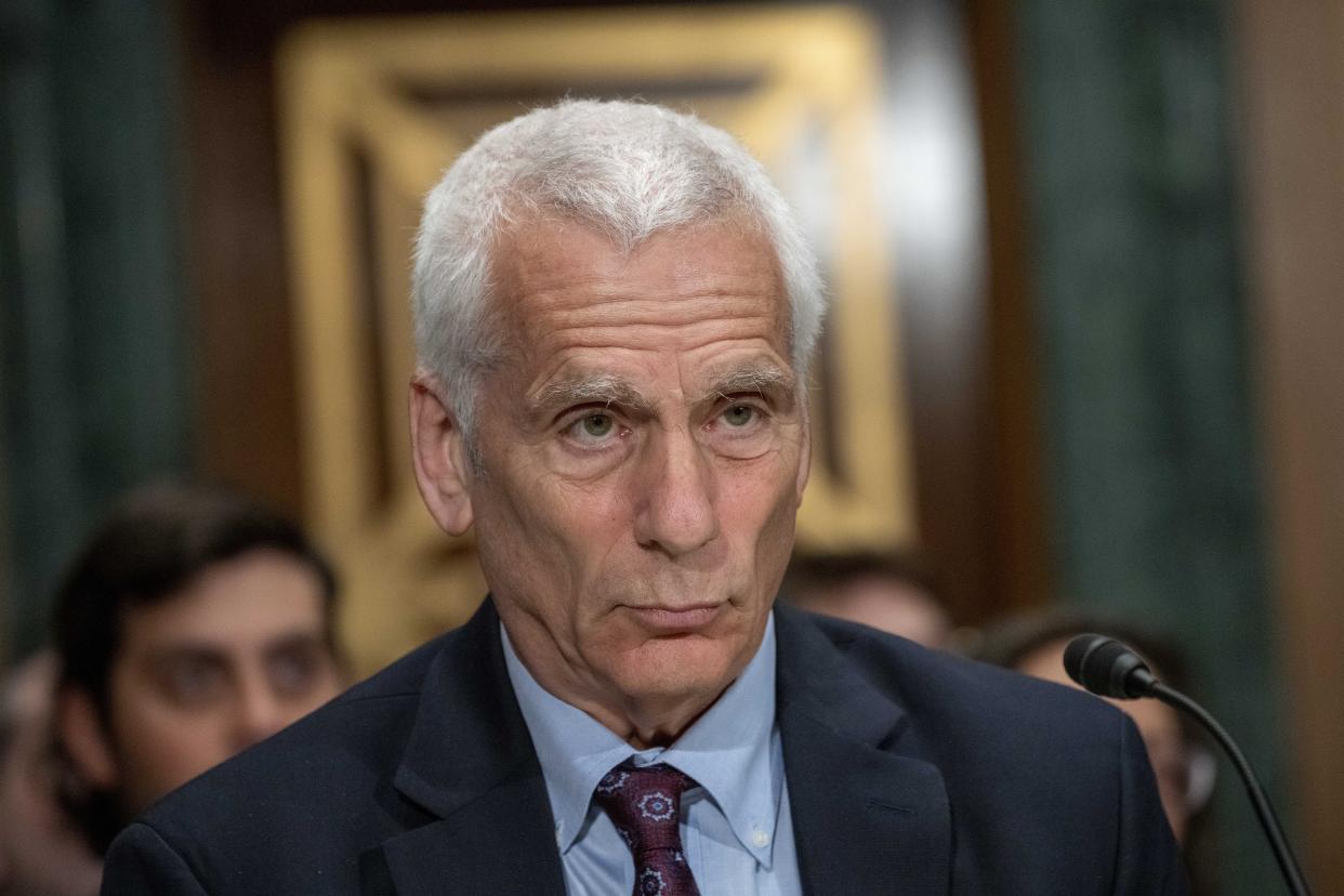 Jared Bernstein listens during his confirmation hearing to be the chair of the White House Council of Economic Advisers, during a hearing of the Senate Banking, Housing and Urban Affairs Committee, on Capitol Hill, Tuesday, April 18, 2023, in Washington. (AP Photo/Alex Brandon)