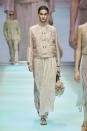 <p>Celebrating its 40-year anniversary, Emporio Armani showed the men's and women's collections together for SS22, one which was entitled 'Elsewhere'.</p><p>"Under the symbol of an eagle that flies high and knows no<br>boundaries, for forty years, Emporio Armani has been<br>expressing the joys of fashion free from imposed rules, that nevertheless maintains the harmony of shapes, balance, and the sense of nonchalant elegance that are the essence of Armani style," the show notes read. "This season, the journey begins in an imaginary desert, crossing its oasis and ending in vibrant colourways. Everything blends together, quite freely."</p>