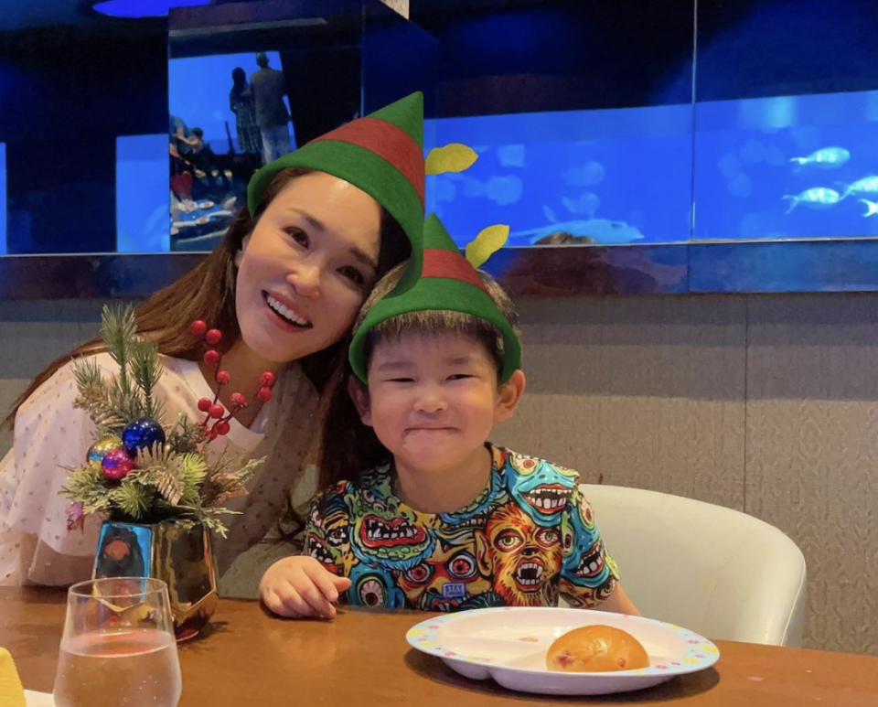 Fann Wong wore matching elf hats with her son. (PHOTO: Fann Wong Instagram) 