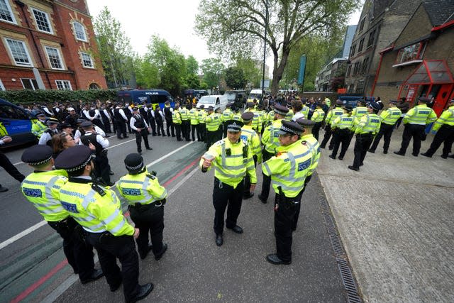 Police officers at the scene in Peckham