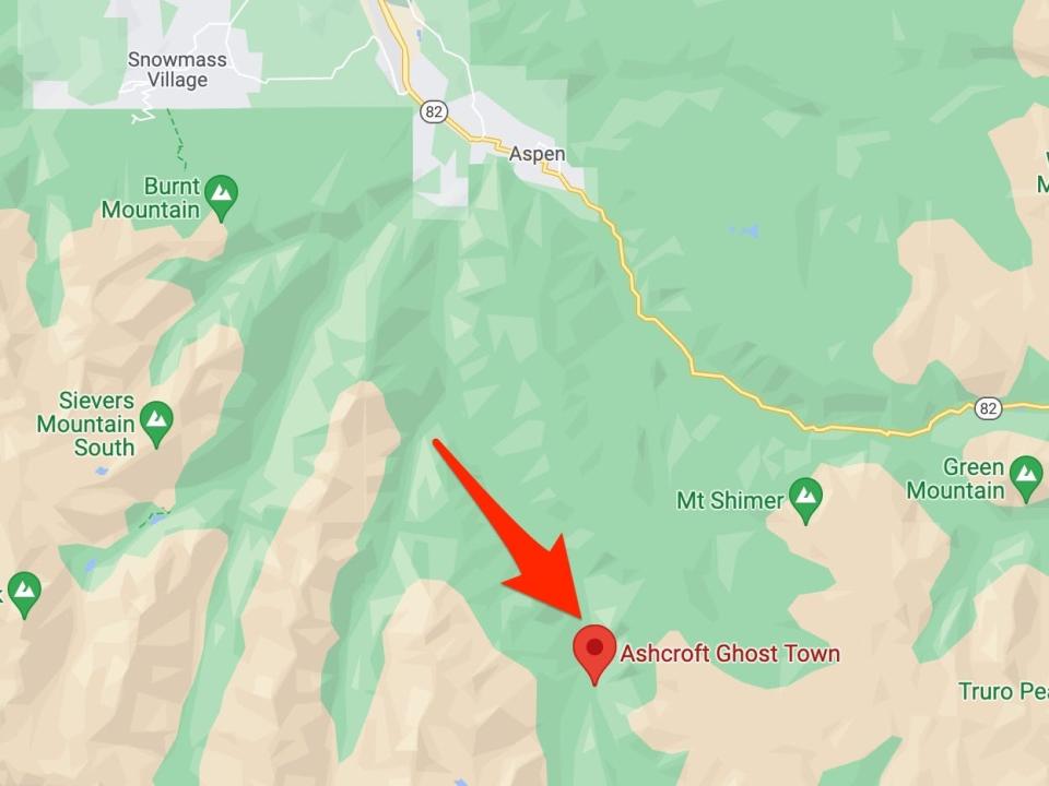 An arrow points to the Ashcroft townsite.
