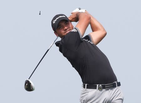 Aug 16, 2015; Sheboygan, WI, USA; Jason Day hits his tee shot on the 3rd hole during the final round of the 2015 PGA Championship golf tournament at Whistling Straits. Mandatory Credit: Brian Spurlock-USA TODAY Sports