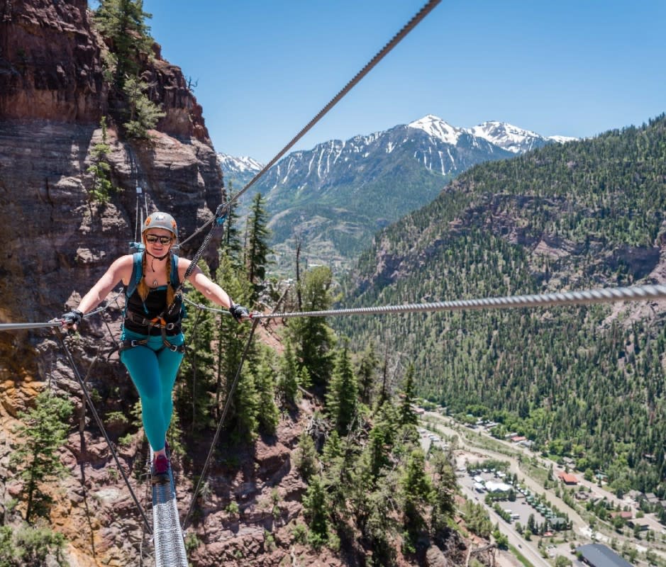 "The pinnacle of the course is the 273-foot steel cable bridge—the second longest of its kind in the country."<p>GMVF-Sunset Tour Imagery</p>