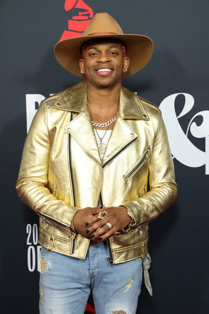 Jimmie Allen at the MusiCares Persons of the Year event in LA in February 2023. WireImage