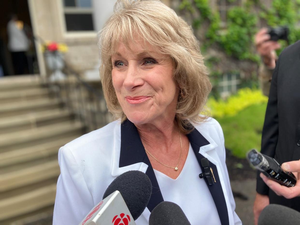 Addictions and Mental Health Minister Sherry Wilson refused to answer questions on Friday about upcoming legislation that would force homeless people into drug addiction treatment. (Jacques Poitras/CBC - image credit)