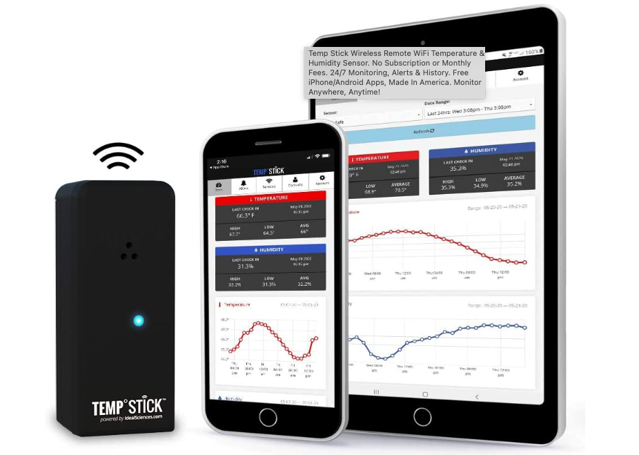 Temp Stick Wireless Remote WiFi Temperature and Humidity Sensor