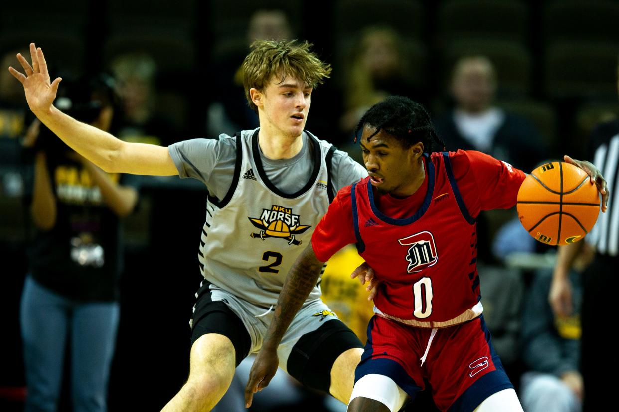 Detroit Mercy guard Antoine Davis (0) announced Monday that he will return to the Titans for a fifth year after exploring his options in the transfer portal.