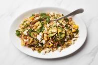 It doesn't get much better than <a href="https://www.epicurious.com/expert-advice/awash-in-squash-grill-your-zucchini-for-this-hearty-salad-article?mbid=synd_yahoo_rss" rel="nofollow noopener" target="_blank" data-ylk="slk:squash fresh from the grill" class="link ">squash fresh from the grill</a> paired with the zip of a preserved-lemon vinaigrette and feta cheese. This Mediterranean-inspired zucchini side dish looks (and tastes) impressive, but rest assured: It comes together in no time at all. <a href="https://www.epicurious.com/recipes/food/views/grilled-zucchini-and-bulgur-salad-feta-preserved-lemon-dressing?mbid=synd_yahoo_rss" rel="nofollow noopener" target="_blank" data-ylk="slk:See recipe." class="link ">See recipe.</a>