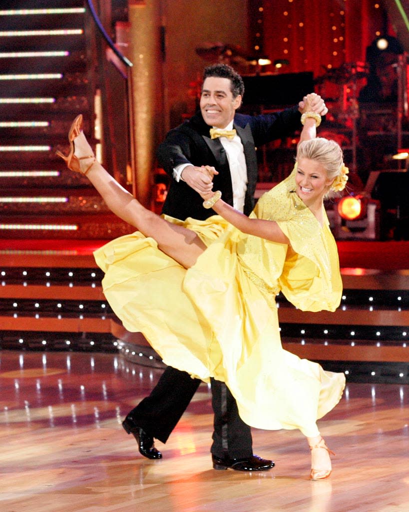 Adam Carolla and Julianne Hough perform a dance on the sixth season of Dancing with the Stars.