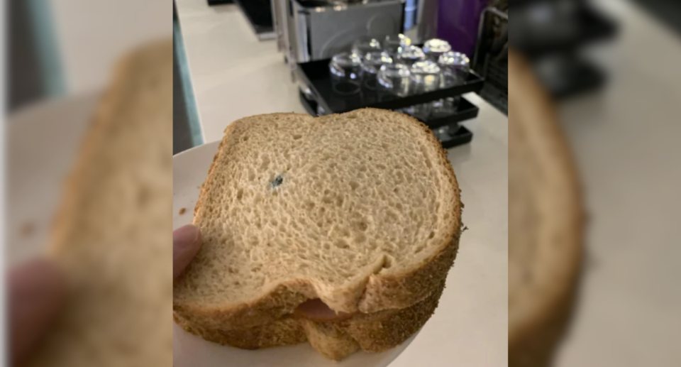 Image of break with mould from Qantas lounge in Sydney.