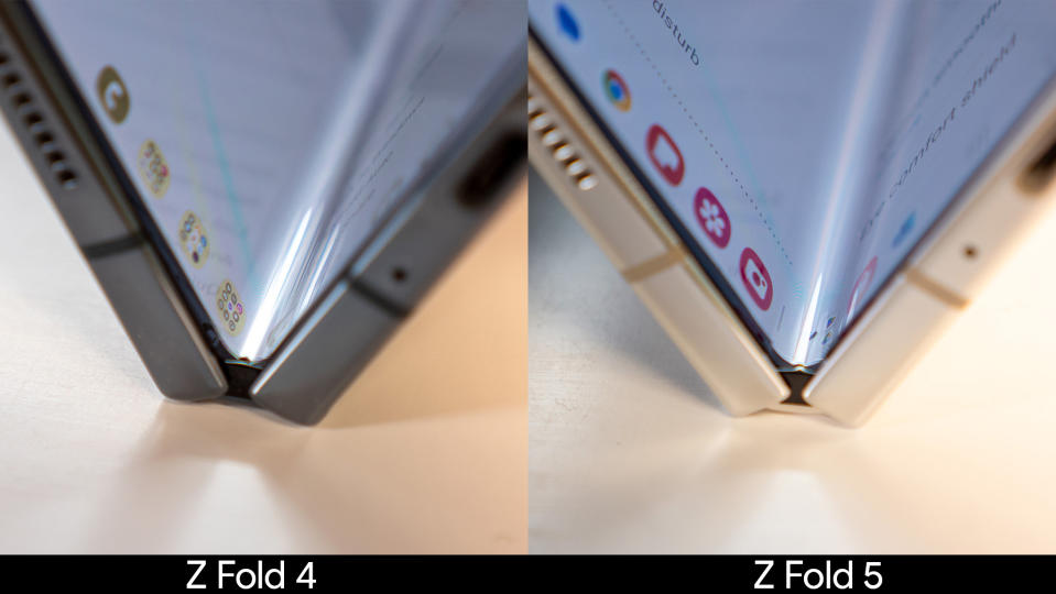 Comparing the display crease between the Samsung Galaxy Z Fold 4 and Fold 5