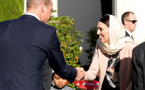 Prince William, Duke of Cambridge greets New Zealand Prime Minister Jacinda Ardern - Credit: Tracey Nearmy/Getty