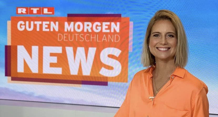 A picture from German TV reporter Susanna Ohlen's instagram account showing her on an RTL news set.  Source: Instagram/susannaohlen