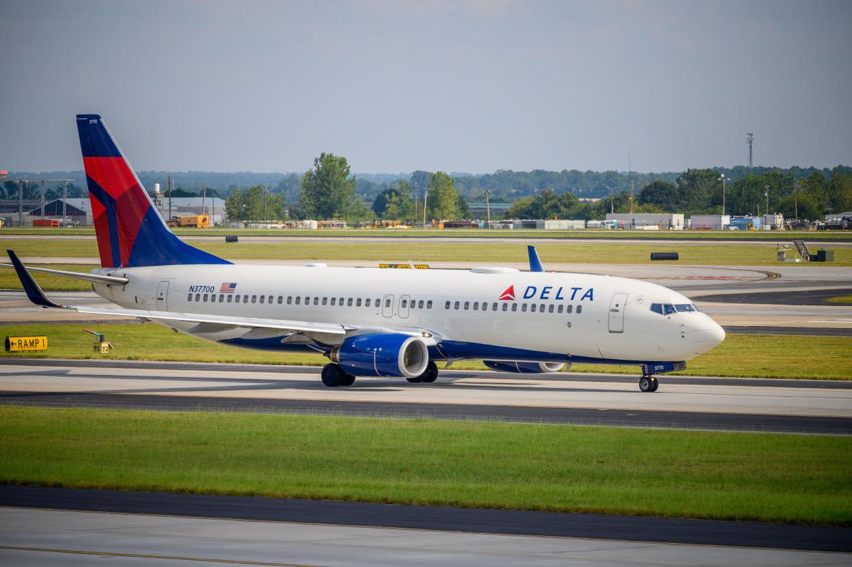 The Delta flight (not seen) headed to Atlanta from Los Angeles was diverted to Oklahoma City.